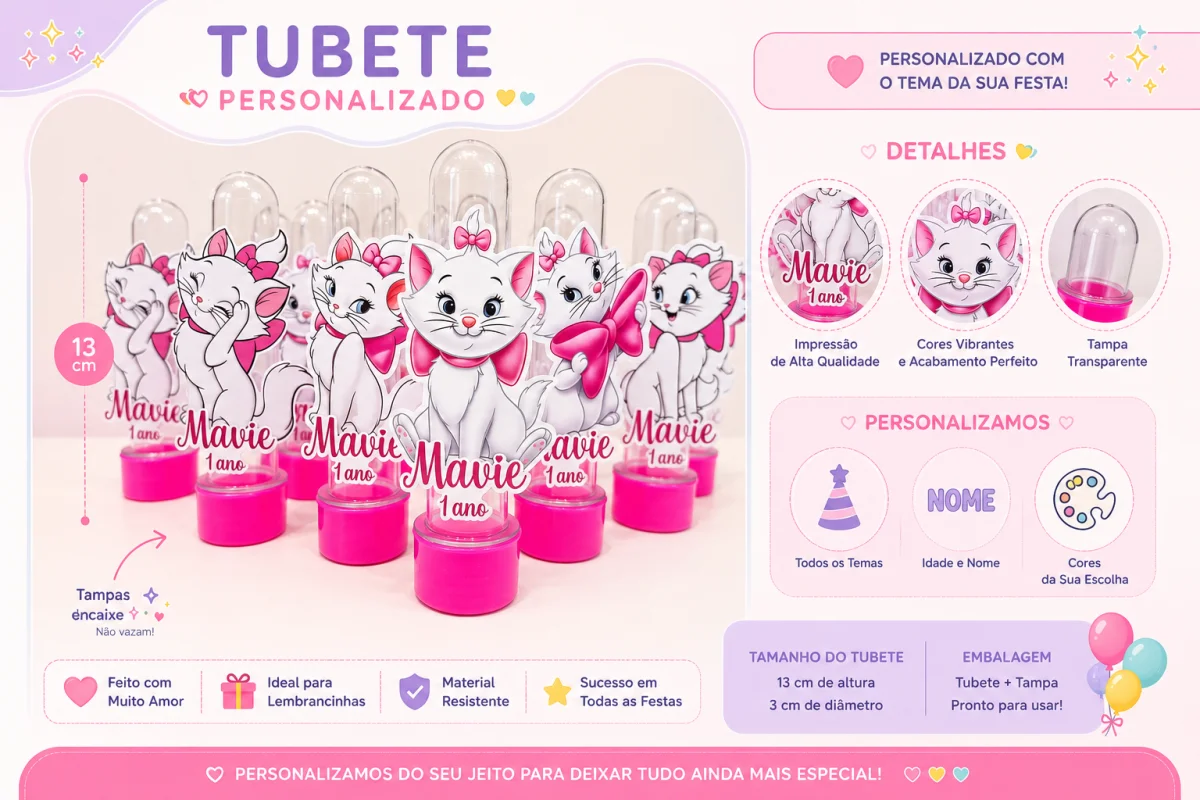Tubete Personalizado Gata Marie - Imagem 3