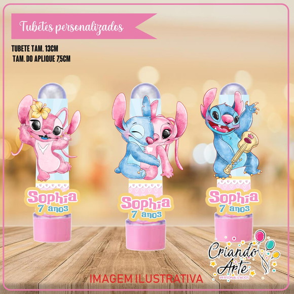 Tubete personalizado Stitch e Angel