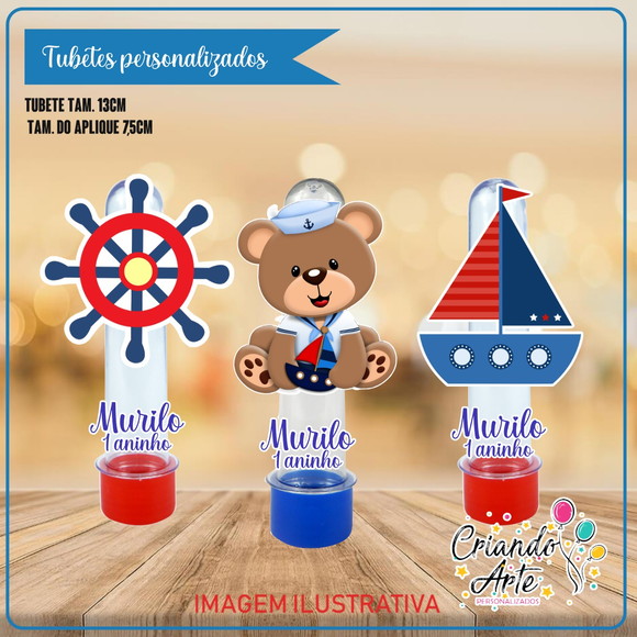 Tubete personalizado  Urso Marinheiro