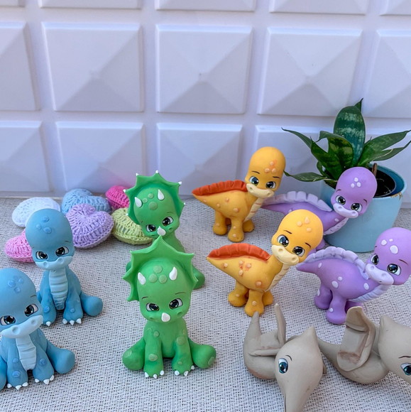 Apliques Dinossauros Baby em Biscuit