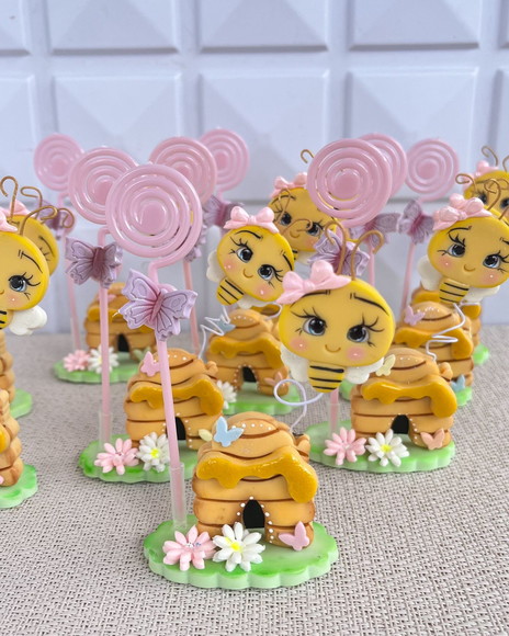 Lembrancinha Abelhinha Porta Recado em Biscuit Tema Jardim