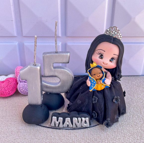 Topo de Bolo 15 Anos Personalizado com Nossa Senhora