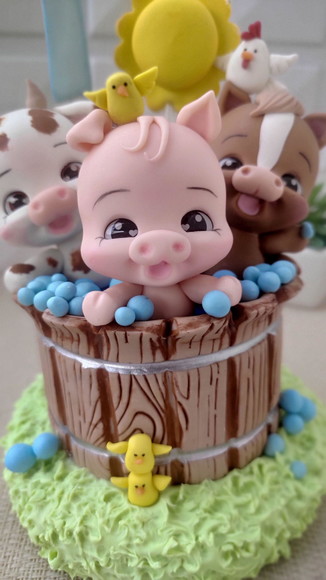 Topo de Bolo Fazendinha Biscuit - Imagem 3