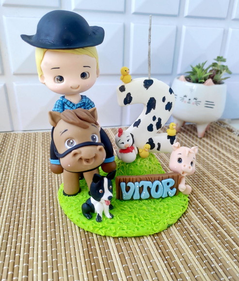 Topo de Bolo Fazendinha/cowboy