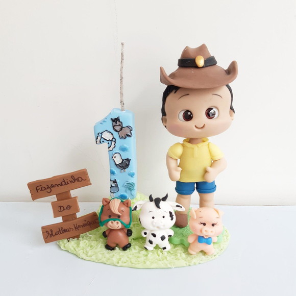 Topo de Bolo Fazendinha/cowboy