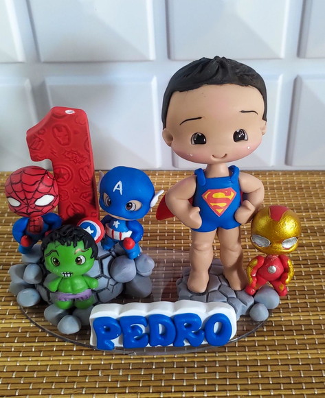 Topo de Bolo Super Herois de Biscuit