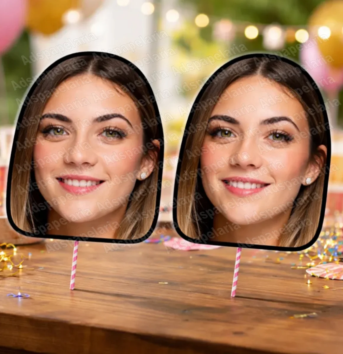 Máscara com foto personalizada com canudo para Formatura, aniversário, casamento e despedidas, noivo