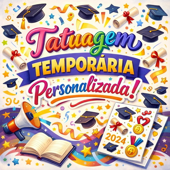 Kit 140 Tatuagens Temporárias Personalizadas 4x4 cm