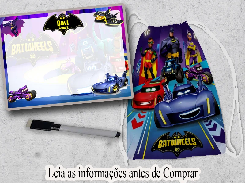 Kit Mochilinha e Lousa Magica Personalizada  lembrancinhas Batwheels