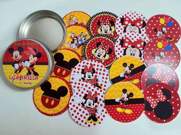 Jogo da Memória na Latinha (plástica) Minnie e Mickey