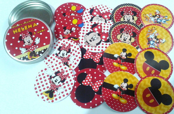 Jogo da Memória na Latinha (plástica) Minnie Vermelha