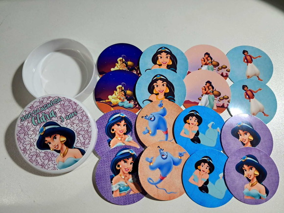Jogo da Memória na Latinha (plástica) Princesa Jasmine