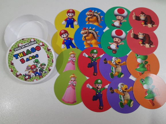 Jogo da Memória na Latinha (plástica) Super Mario