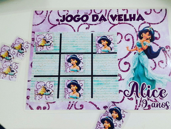 Lembrancinha Jogo da Velha Personalizado Princesa Jasmine