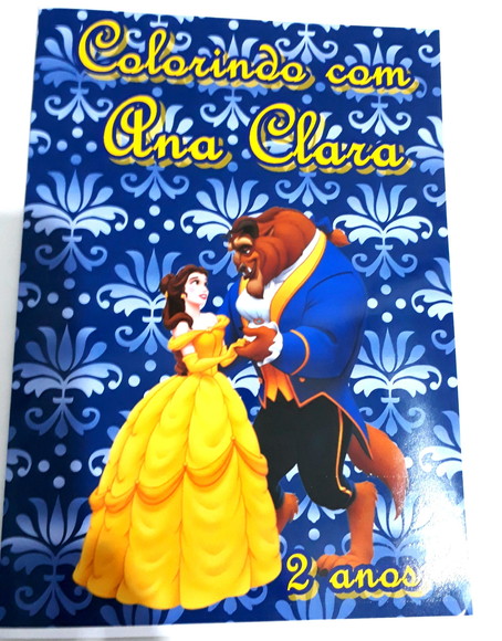 Livro colorir lembrancinha personalizado Bela e Fera