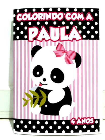 Livro colorir lembrancinha personalizado Panda menina