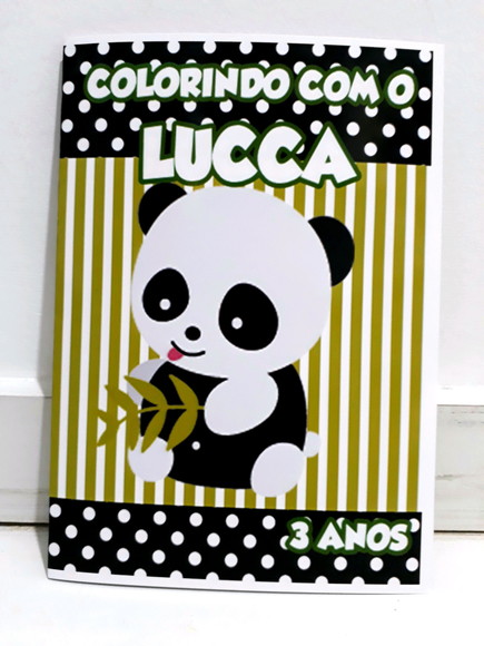 Livro colorir lembrancinha personalizado Panda menino