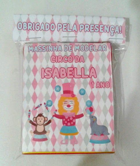 Massinha modelar com forminha personalizada circo rosa