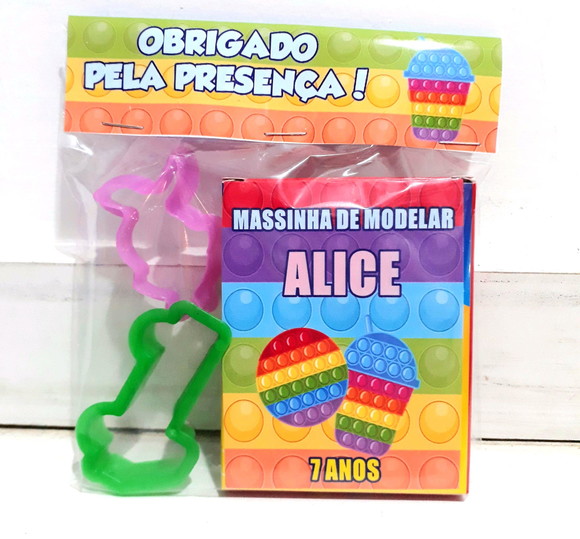 Massinha modelar com forminha personalizada Pop it