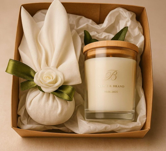Kit Sachê Perfumado e Vela Aromática | Lembrancinha Delicada