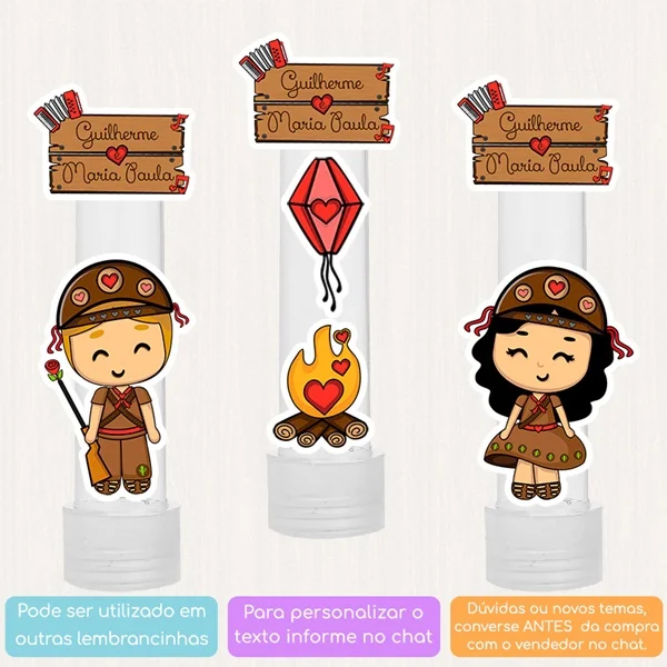 KIT COM 10 APLIQUES SORTIDOS DE LAMPIÃO E MARIA BONITA PARA TUBETES OU OUTRAS LEMBRANCINHAS - Imagem 2