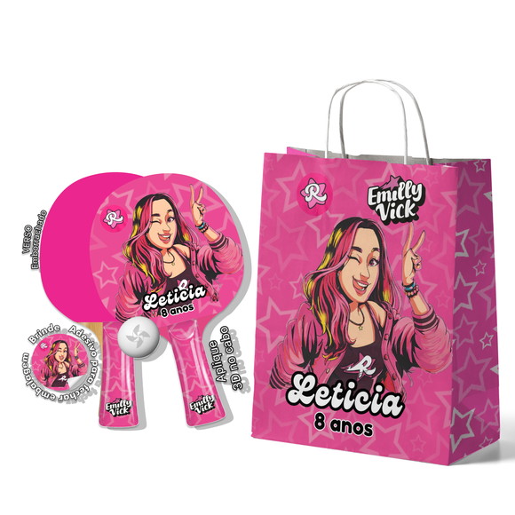 Kit Sacola Kraft e Raquetes Premium Emilly Vick / dos Rosas