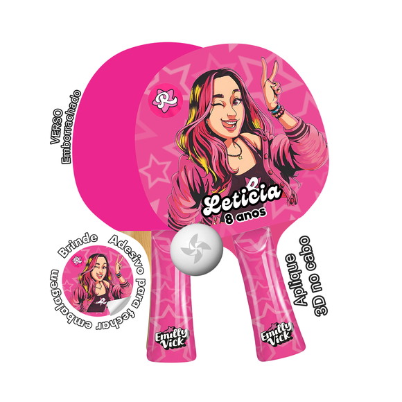 Kit Raquetes Ping Pong Premium - Emilly Vick / dos Rosas