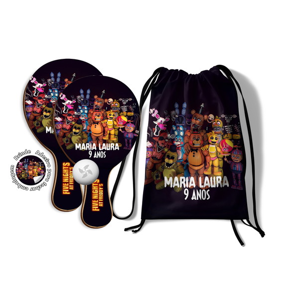 Kit Mochilinha e Raquetes Ping Pong - Five Nights At Freddy'