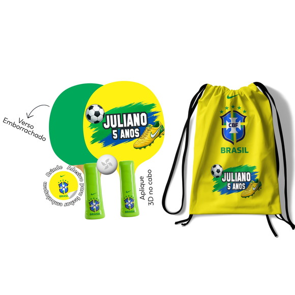 Kit Sacola e Raquetes Premium - Brasil Copa Seleção