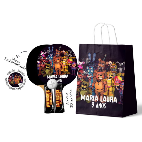 Kit Sacola Kraft e Raquetes Premium Five Nights At Freddy's