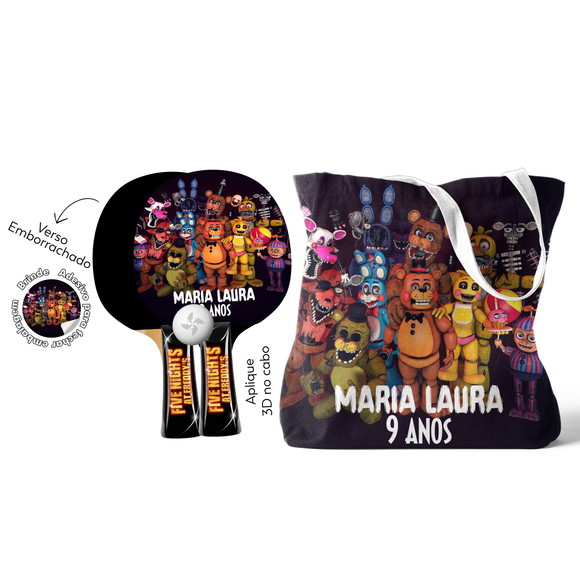 Kit Sacola e Raquetes Premium - Five Nights At Freddy's