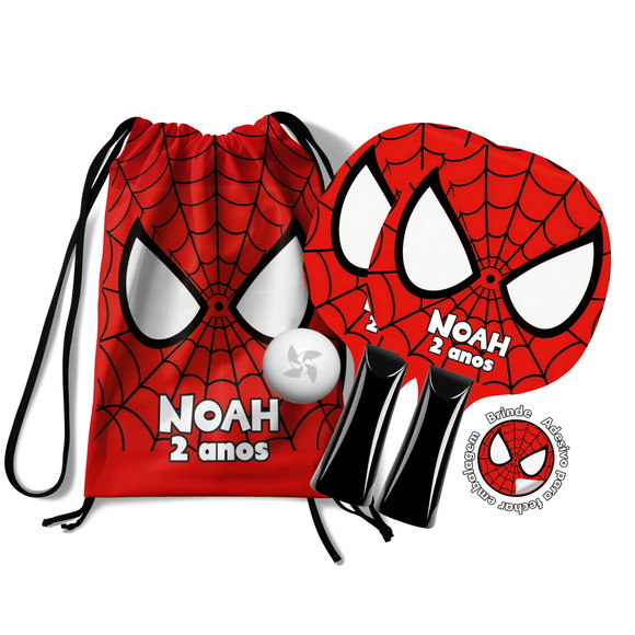 Kit Mochilinha e Raquetes Ping Pong Premium - Homem Aranha