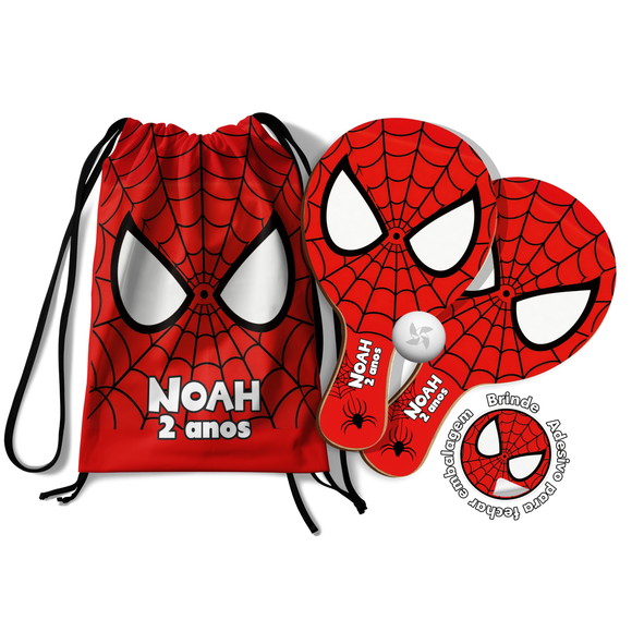 Kit Mochilinha e Raquetes Ping Pong - Homem Aranha