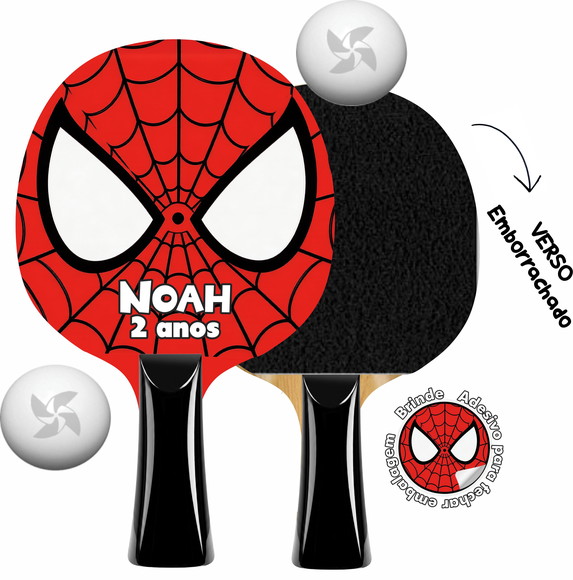 Kit Raquetes Ping Pong Premium Aplique 3d Homem Aranha