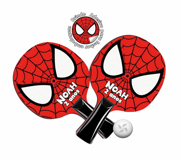 Kit Raquetes Ping Pong Premium Aplique no Cabo Homem Aranha