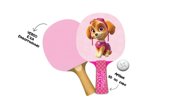 Kit Raquetes Ping Pong Cabo 3d - Patrulha Canina Skye