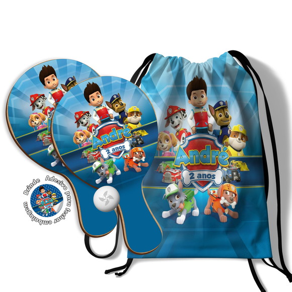 Kit Mochilinha e Raquetes Ping Pong - Patrulha Canina