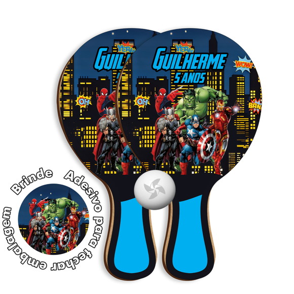 Kit Raquetes Ping Pong - Heróis Vingadores