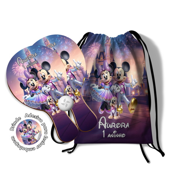 Kit Mochilinha e Raquetes Ping Pong - Disney 50 Anos