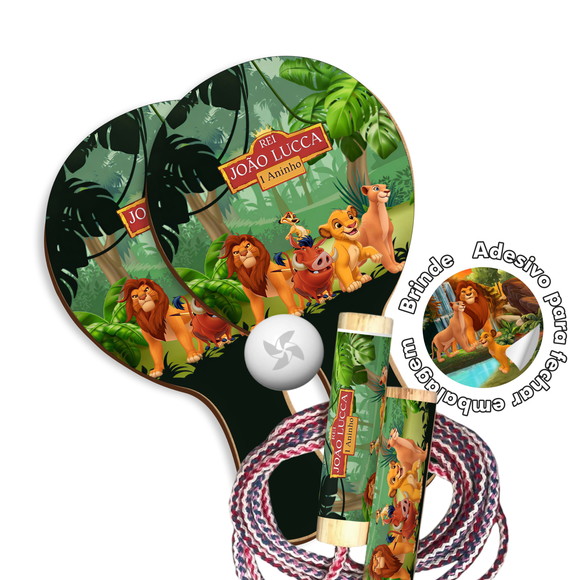 Kit Raquetes Ping Pong e Pula Corda - Rei Leão