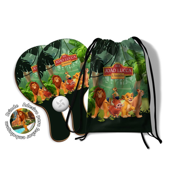 Kit Mochilinha e Raquetes Ping Pong - Rei Leão