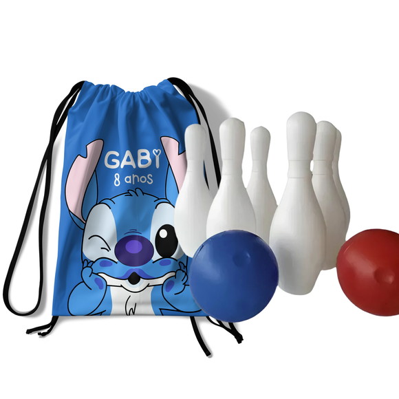 Mini Boliche Infantil com Mochila Saco - Stitch