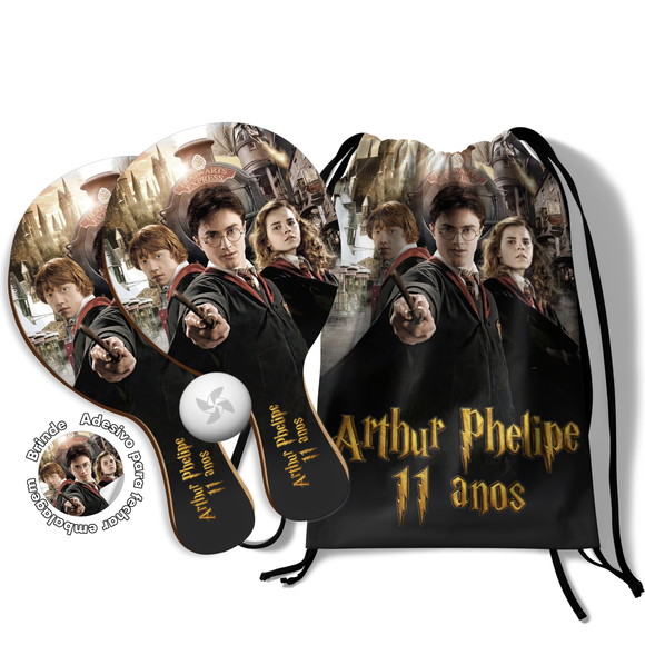 Kit Mochilinha e Raquetes Ping Pong - Harry Potter