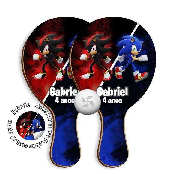 Kit Raquetes Ping Pong - Sonic e Shadow