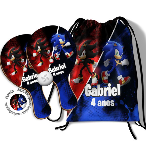 Kit Mochilinha e Raquetes Ping Pong - Sonic e Shadow