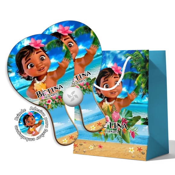 Kit Sacola de Papel e Raquete Ping Pong - Moana Baby