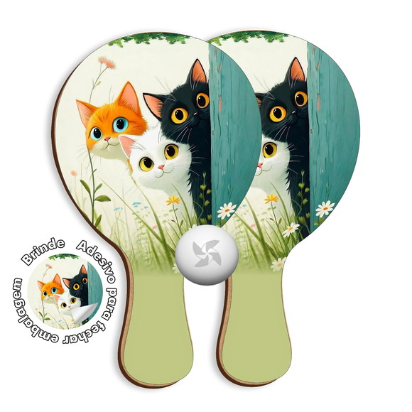 Kit Raquetes Ping Pong - Gatos