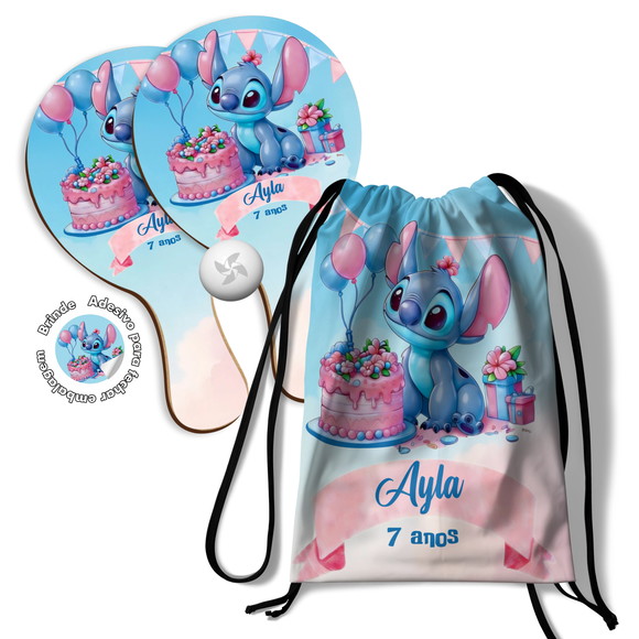 Kit Mochilinha e Raquetes Ping Pong - Stitch