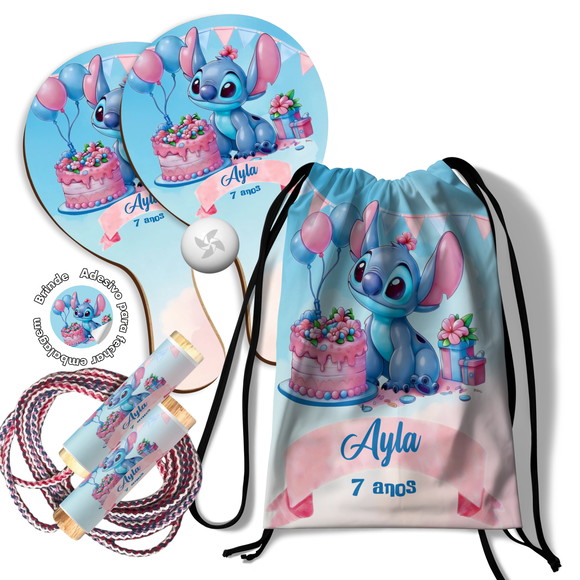 Kit Mochilinha Raquetes e Pula Corda - Stitch