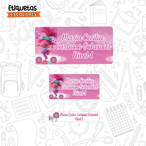 Etiqueta Escolar Trolls